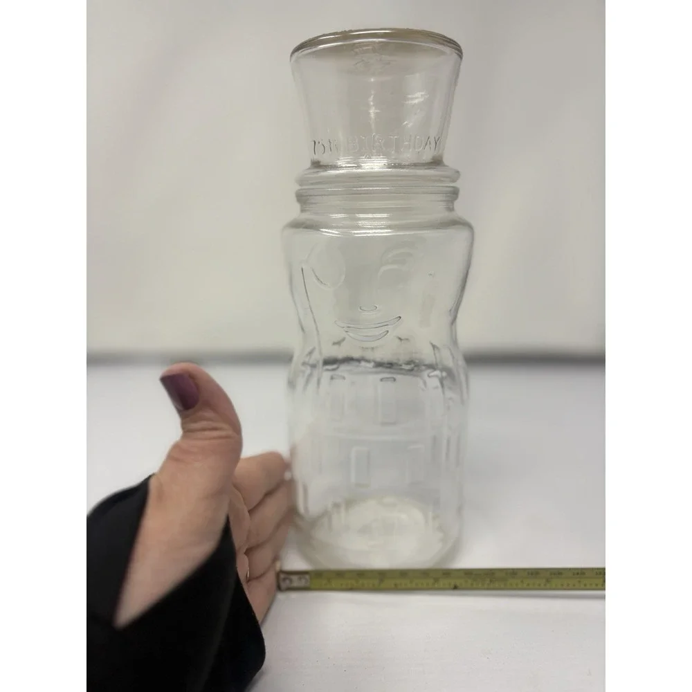 Vintage‎ 1991 Mr Peanut Planters Clear Glass Jar With Lid Canister Anniversary